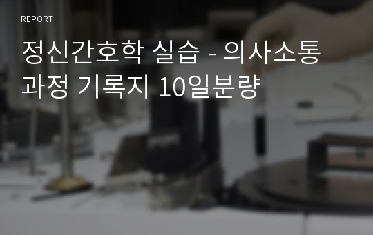 정신간호학 실습 - 의사소통 과정 기록지 10일분량