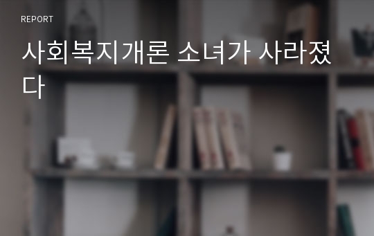 사회복지개론 소녀가 사라졌다