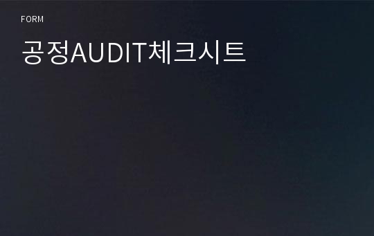 공정AUDIT체크시트