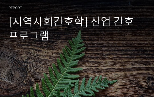 [지역사회간호학] 산업 간호 프로그램