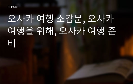 오사카 여행 소감문, 오사카 여행을 위해, 오사카 여행 준비