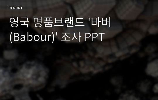 영국 명품브랜드 &#039;바버(Babour)&#039; 조사 PPT