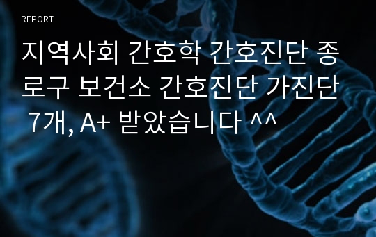 지역사회 간호학 간호진단 종로구 보건소 간호진단 가진단 7개, A+ 받았습니다 ^^