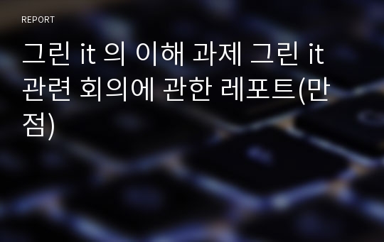 그린 it 의 이해 과제 그린 it 관련 회의에 관한 레포트(만점)