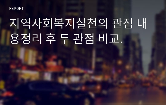 지역사회복지실천의 관점 내용정리 후 두 관점 비교.