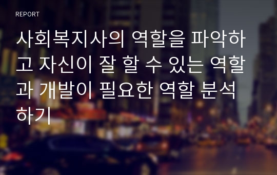 사회복지사의 역할을 파악하고 자신이 잘 할 수 있는 역할과 개발이 필요한 역할 분석하기