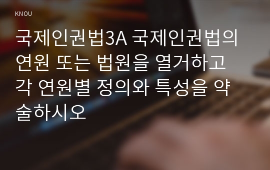 국제인권법3A 국제인권법의 연원 또는 법원을 열거하고 각 연원별 정의와 특성을 약술하시오