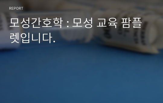 모성간호학 : 모성 교육 팜플렛입니다.