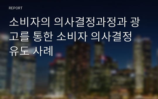 소비자의 의사결정과정과 광고를 통한 소비자 의사결정 유도 사례