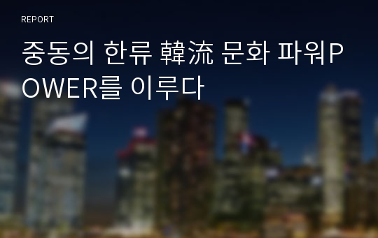 중동의 한류 韓流 문화 파워POWER를 이루다