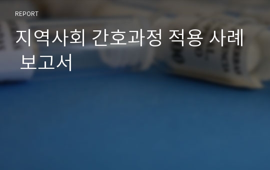 지역사회 간호과정 적용 사례 보고서