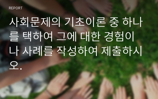 사회문제의 기초이론 중 하나를 택하여 그에 대한 경험이나 사례를 작성하여 제출하시오.