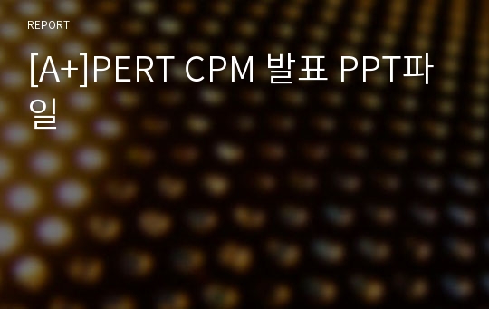 [A+]PERT CPM 발표 PPT파일