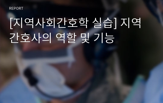 [지역사회간호학 실습] 지역간호사의 역할 및 기능