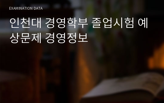 인천대 경영학부 졸업시험 예상문제 경영정보