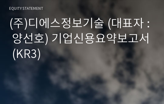 (주)디에스정보기술 기업신용요약보고서 (KR3)