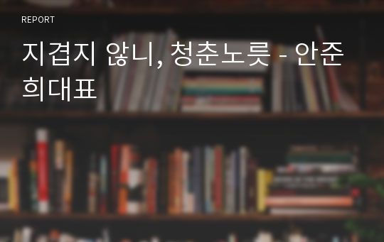 지겹지 않니, 청춘노릇 - 안준희대표