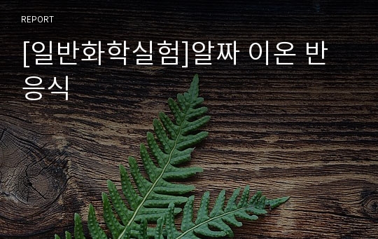 [일반화학실험]알짜 이온 반응식