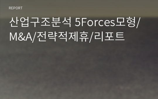 산업구조분석 5Forces모형/M&amp;A/전략적제휴/리포트