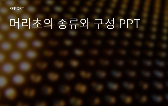 머리초의 종류와 구성 PPT