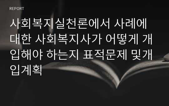 사회복지실천론에서 사례에 대한 사회복지사가 어떻게 개입해야 하는지 표적문제 및개입계획