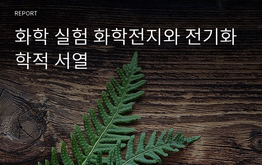 화학 실험 화학전지와 전기화학적 서열