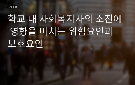 학교 내 사회복지사의 소진에 영향을 미치는 위험요인과 보호요인