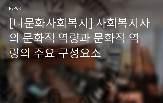 [다문화사회복지] 사회복지사의 문화적 역량과 문화적 역량의 주요 구성요소