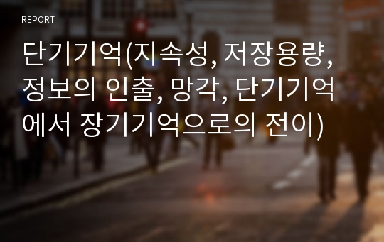 단기기억(지속성, 저장용량, 정보의 인출, 망각, 단기기억에서 장기기억으로의 전이)