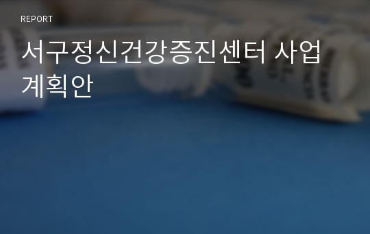 서구정신건강증진센터 사업계획안