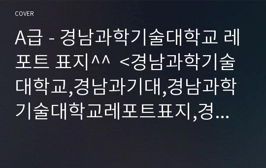 A급 - 경남과학기술대학교 레포트 표지^^  &lt;경남과학기술대학교,경남과기대,경남과학기술대학교레포트표지,경남과기대레포트표지,경남과기대로고표지,경남과기대과제표지,경남과학기술대학교리포트표지&gt;