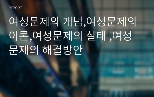 여성문제의 개념,여성문제의 이론,여성문제의 실태 ,여성문제의 해결방안