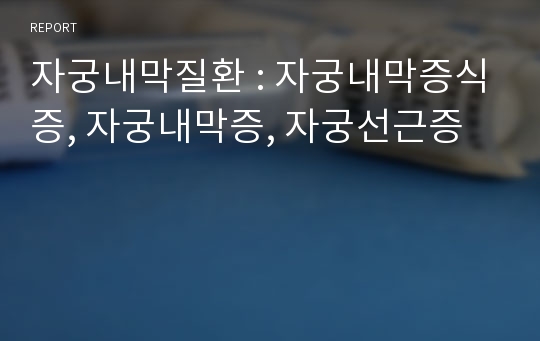 자궁내막질환 : 자궁내막증식증, 자궁내막증, 자궁선근증