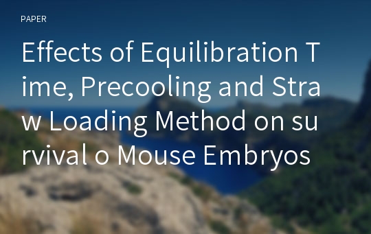 Effects of Equilibration Time, Precooling and Straw Loading Method on survival o Mouse Embryos Frozen by Vitrification