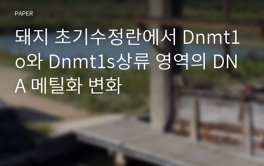 돼지 초기수정란에서 Dnmt1o와 Dnmt1s상류 영역의 DNA 메틸화 변화