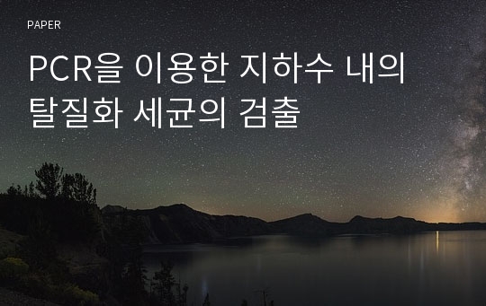 PCR을 이용한 지하수 내의 탈질화 세균의 검출