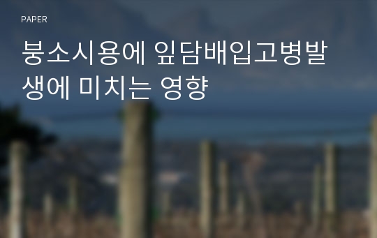 붕소시용에 잎담배입고병발생에 미치는 영향