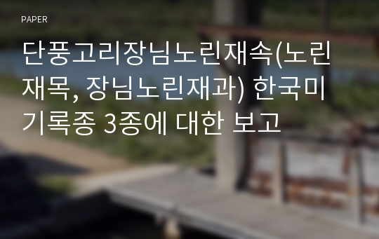 단풍고리장님노린재속(노린재목, 장님노린재과) 한국미기록종 3종에 대한 보고