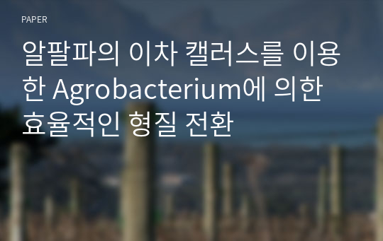 알팔파의 이차 캘러스를 이용한 Agrobacterium에 의한 효율적인 형질 전환