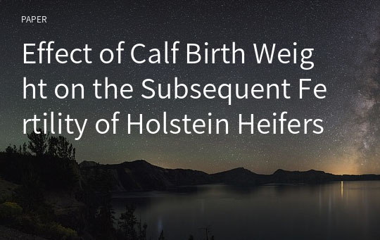 Effect of Calf Birth Weight on the Subsequent Fertility of Holstein Heifers