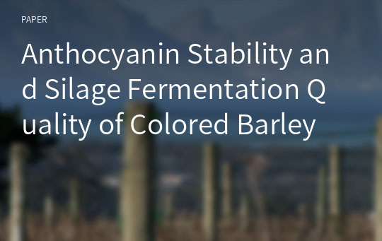 Anthocyanin Stability and Silage Fermentation Quality of Colored Barley