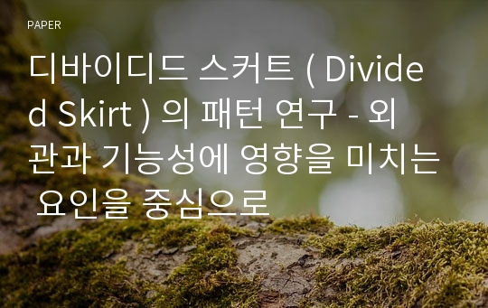 디바이디드 스커트 ( Divided Skirt ) 의 패턴 연구 - 외관과 기능성에 영향을 미치는 요인을 중심으로