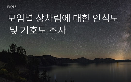 모임별 상차림에 대한 인식도 및 기호도 조사