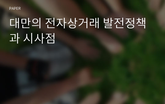 대만의 전자상거래 발전정책과 시사점