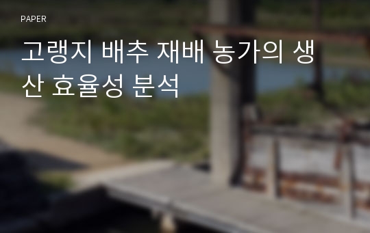 고랭지 배추 재배 농가의 생산 효율성 분석