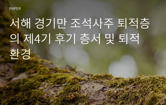 서해 경기만 조석사주 퇴적층의 제4기 후기 층서 및 퇴적환경