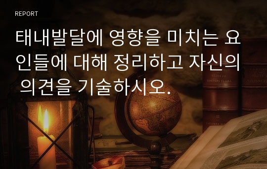 태내발달에 영향을 미치는 요인들에 대해 정리하고 자신의 의견을 기술하시오.