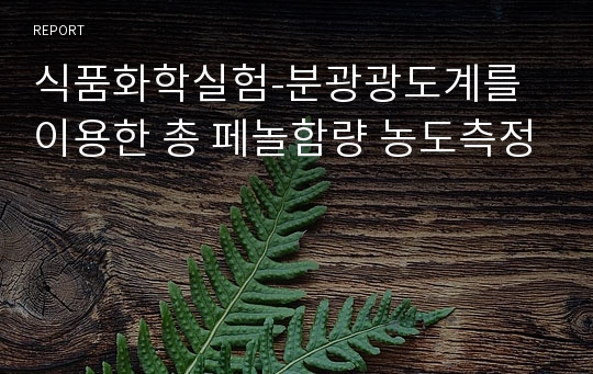 식품화학실험-분광광도계를 이용한 총 페놀함량 농도측정