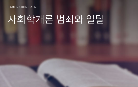 사회학개론 범죄와 일탈