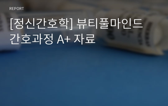 [정신간호학] 뷰티풀마인드 간호과정 A+ 자료